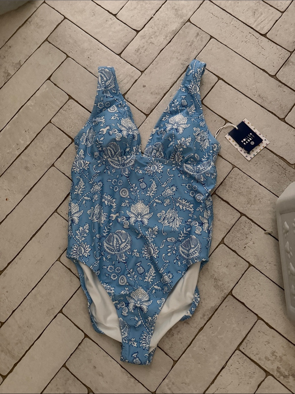 Roller Rabbit White Floral-Trim One-Piece